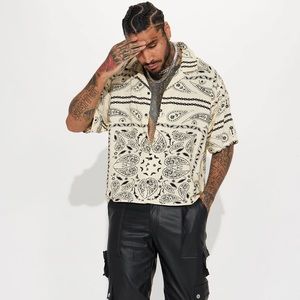 Bout that Bandana Short Sleeve Button Up